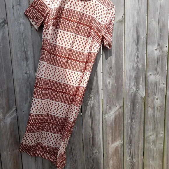 Vintage 60s 70s Dress Paisley Brown Orange Retro 40" Bust 36" Waist - Picture 3 of 15